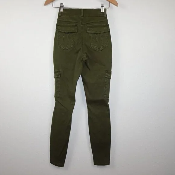 Spanx Cargo Pants Women's Size XS Green Pull On High Waist Ankle Twill - Picture 4 of 8